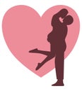 Love theme with happy couple encircling their lovers with arms. Vector illustration