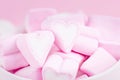 Love theme. Pink marshmallow hearts. Valentine`s day background Royalty Free Stock Photo