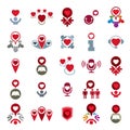 Love theme vector icons set, conceptual valentine and romantic s