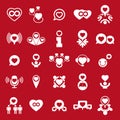 Love theme vector icons set, conceptual valentine and romantic s