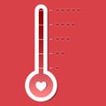 Love thermometer. Valentines Day card element in simple flat style. Vector illustration. Royalty Free Stock Photo