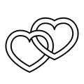 Love thin line icon. Connected hearts vector illustration isolated on white. Wedding outline style design, designed for