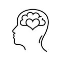 Love thoughts line icon, concept sign, outline vector illustration, linear symbol. Royalty Free Stock Photo