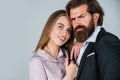 Love time. mature man with girlfriend. romantic relationship and dating. copy space. couple in love. sexy formal couple