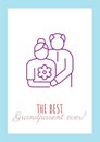 With love to best grandparent ever postcard with linear glyph icon