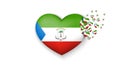 With love to Equatorial Guinea country. The national flag of Equatorial Guinea fly out small hearts on white background