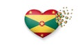 With love to Grenada country. The national flag of Grenada fly out small hearts on white background