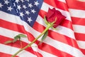Love to those who have sacrificed their lives for us with a rose and an American flag