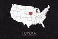 Love Topeka Picture. Map of United States with Heart as City Point. Vector Stock Illustration