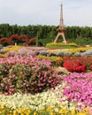 love tower in a colorful flowers garden