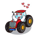 In love tractor mascot cartoon style