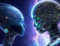 Alien love in different universe universal love Glowing universal heart portal Royalty Free Stock Photo