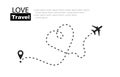 Love travel. Travel romantic. Plane routes in line. Vector Royalty Free Stock Photo