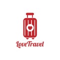 Love traveler, Travel bag vector logo icon