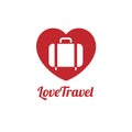 Love traveler, Travel bag vector logo icon