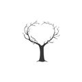 Love-tree - hand drawn illustration. Love tree with heart leaves - Vector Royalty Free Stock Photo