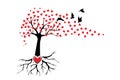 Tree of love illustration with hearts leaves and heart root