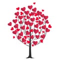 Love tree, black poplar with hearts, heart leaves - Happy Valentine`s Day card, flat vector, illustration Royalty Free Stock Photo