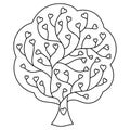 Love tree concept. Linear drawing tree with hearts. Greeting card Vector illustration Royalty Free Stock Photo