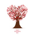 Love tree with finger prints. Happy Valentine`s day greeting card Royalty Free Stock Photo