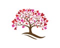 Love tree with heart leaves vector