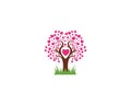 Love tree with heart leaves vector illustration Royalty Free Stock Photo