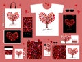 Love tree, heart shape. Concept art for wedding, valentine. Creative ideas for cards, banner, web, promotional materials