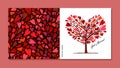 Love tree, heart shape. Concept art for wedding, valentine. Creative ideas for cards, banner, web, promotional materials