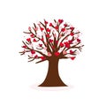 Love tree with lovely red and pink hearts. Happy Valentine`s day greeting card Royalty Free Stock Photo