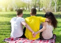 Love triangle in park