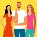 Love triangle and relationship issues illustration