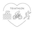 Love triathlon symbol. Vector figures triathletes.