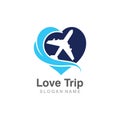 Love Trip awesome simple creative airplane logo template design