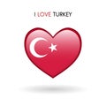 Love Turkey symbol. Flag Heart Glossy icon on a white background Royalty Free Stock Photo