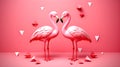 LOVE, two flamingos Sign Love Heart Royalty Free Stock Photo