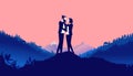 Love - Two people in a relationship showing affection alone on hilltop Royalty Free Stock Photo