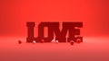 Love typography background. 3d Illustration