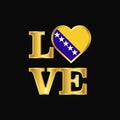 Love typography Bosnia and Herzegovina flag design vector Gold l Royalty Free Stock Photo