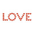 Love typography. Heart typography. Creative love logotype. Letters from hearts.