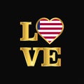 Love typography Liberia flag design vector Gold lettering