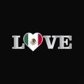 Love typography with Mexico flag design vector Royalty Free Stock Photo