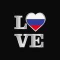 Love typography Russia flag design vector beautiful lettering Royalty Free Stock Photo