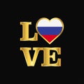 Love typography Russia flag design vector Gold lettering Royalty Free Stock Photo