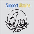 Love Ukraine.  Birds family and bird nest .Protection of Ukraine from russian animals Royalty Free Stock Photo