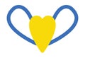 Love Ukraine clipart element. Blue and yellow vector hearts with wings, colors of Ukrainian flag Royalty Free Stock Photo
