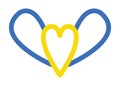 Love Ukraine clipart element. Blue and yellow vector hearts with wings, colors of Ukrainian flag Royalty Free Stock Photo