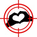 Love under aim. Heart target