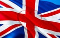 LOVE United Kingdom with UK flag. 3d United Kingdom waving flag. LOVE Sign of UK seamless animation, 3d rendering. United Kingdom Royalty Free Stock Photo