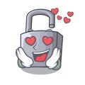 In love unlocking padlock on the cartoon gate