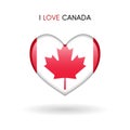 Love Canada symbol. Flag Heart Glossy icon